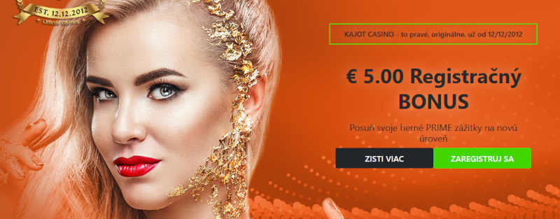 Kajot welcome bonus zdarma 5 €