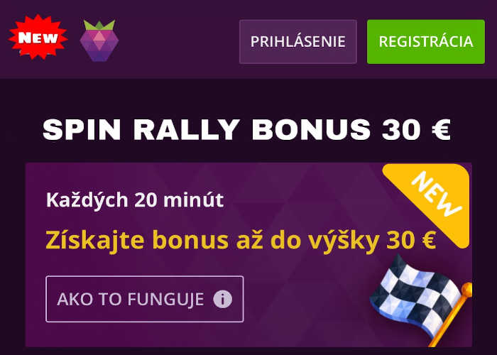 Spin Rally bonus v Malina Casino