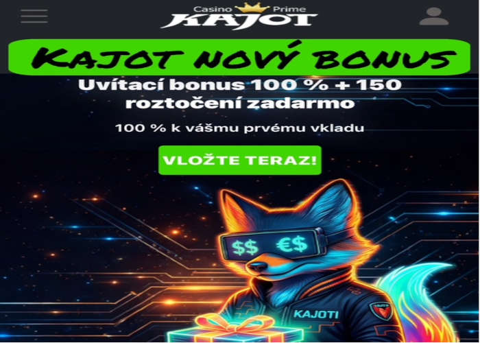 Kajot Casino nový bonus – 100 % do 100 € + 150 FS